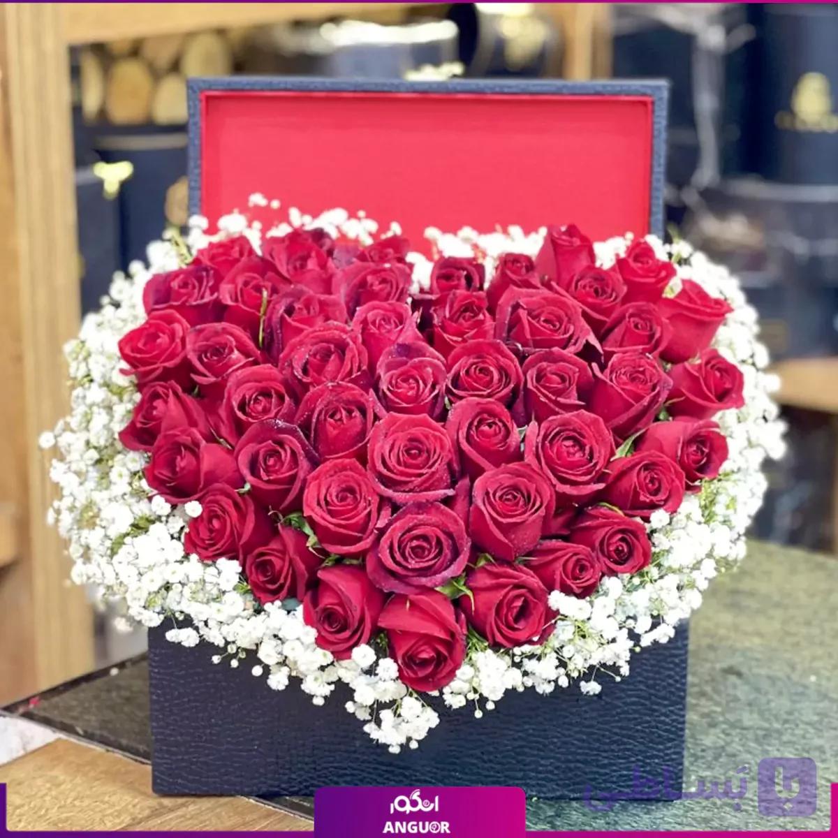 باکس گل رز طرح قلب