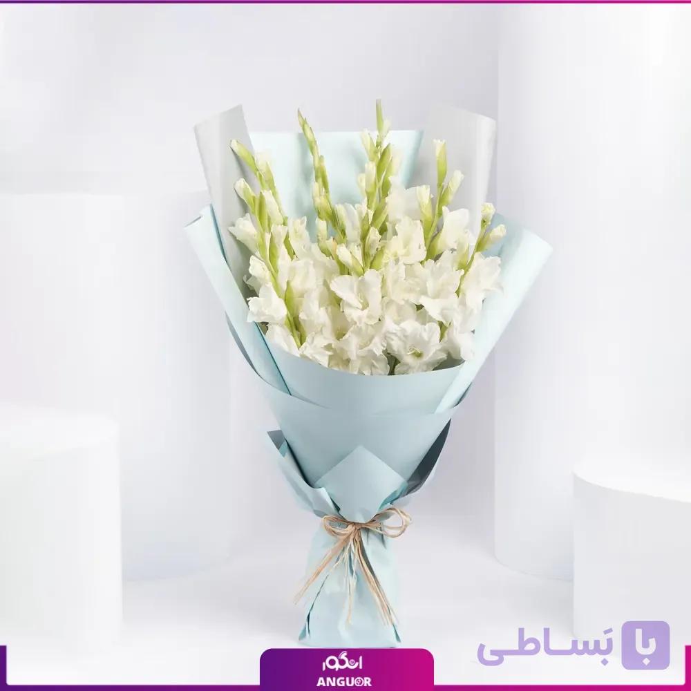 دسته گل گلایول سفید 8 شاخه — تصویر 1