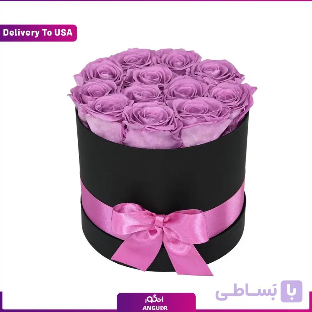 باکس گل رز بنفش 10 شاخه (تحویل در امریکا) — تصویر 1