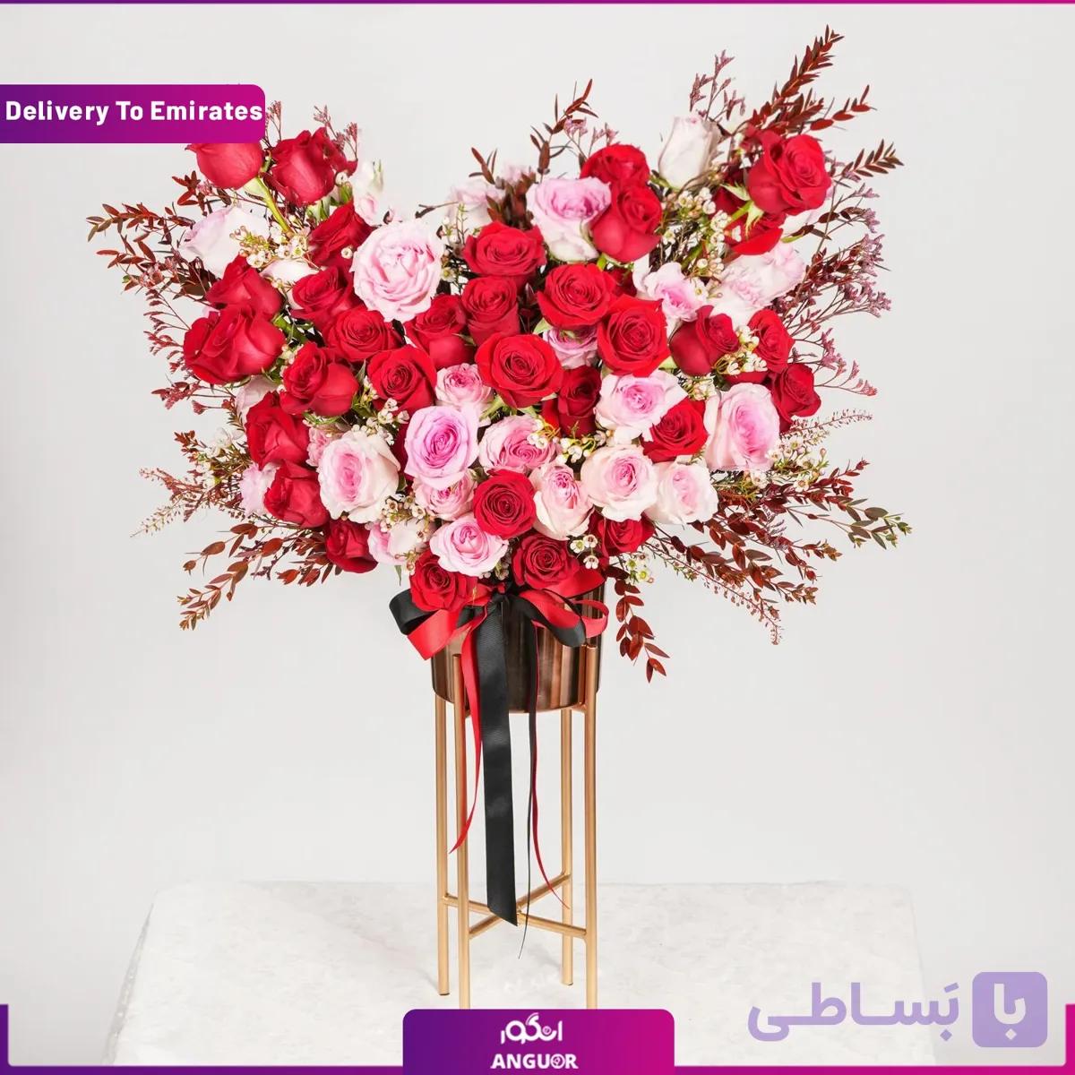 گلدان تزئین شده با گل رز (تحویل در امارات) — تصویر 1