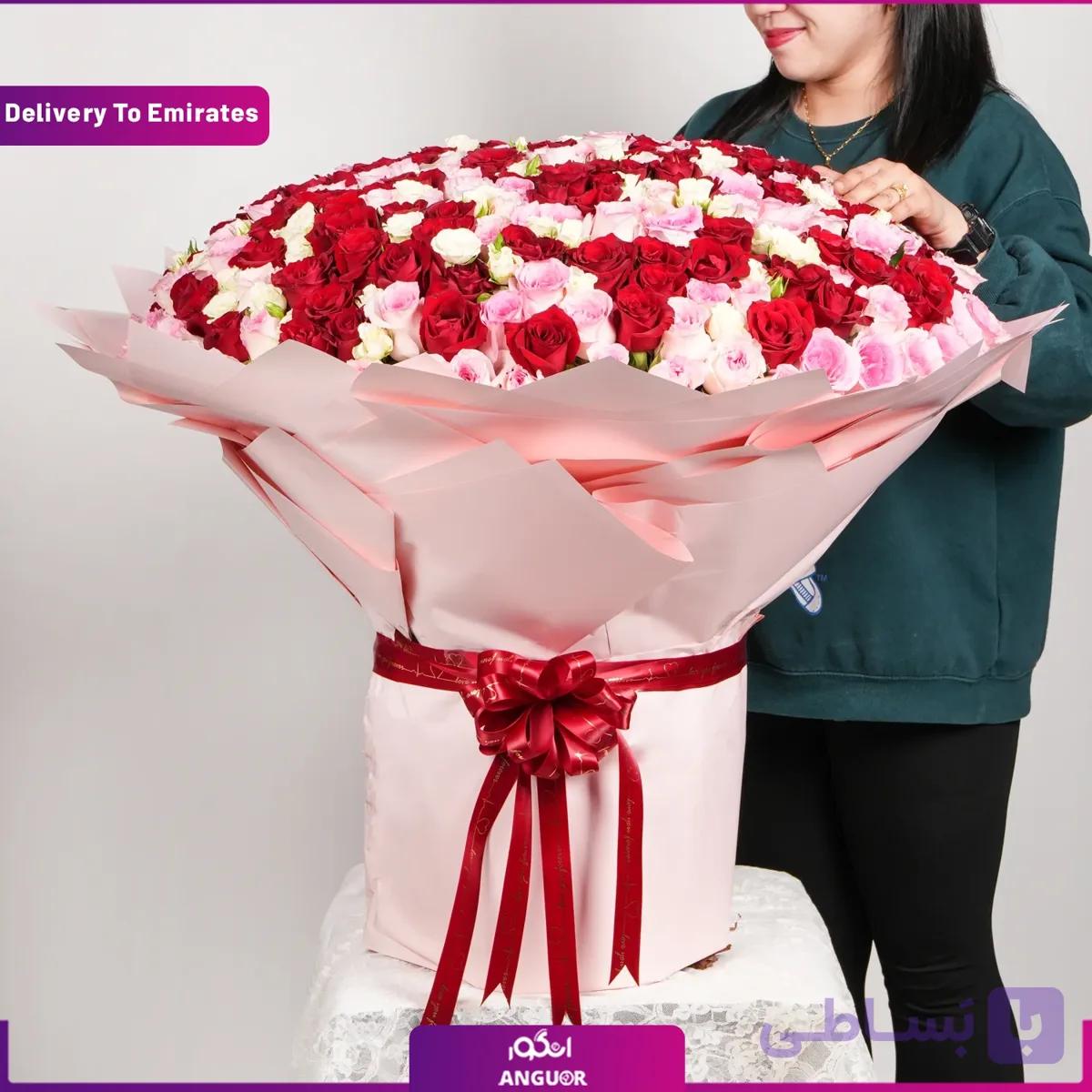 دسته گل 365 شاخه رز ویژه ولنتاین (امارات) — تصویر 1