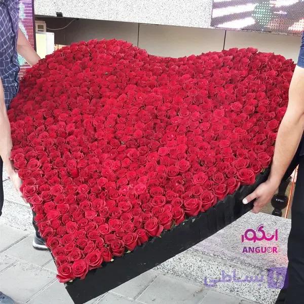 باکس گل رز قلبی 1000 شاخه (عاشقانه دوستت دارم!) — تصویر 1