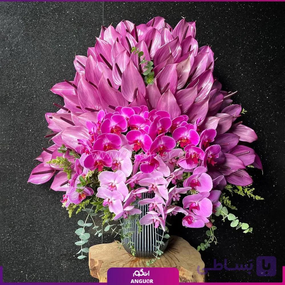 جام گل 70 شاخه ای لیلیوم و ارکیده صورتی — تصویر 1