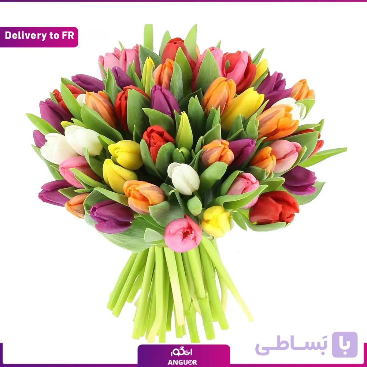 Bouquet of Multicolored Tulips (Delivery to France)
