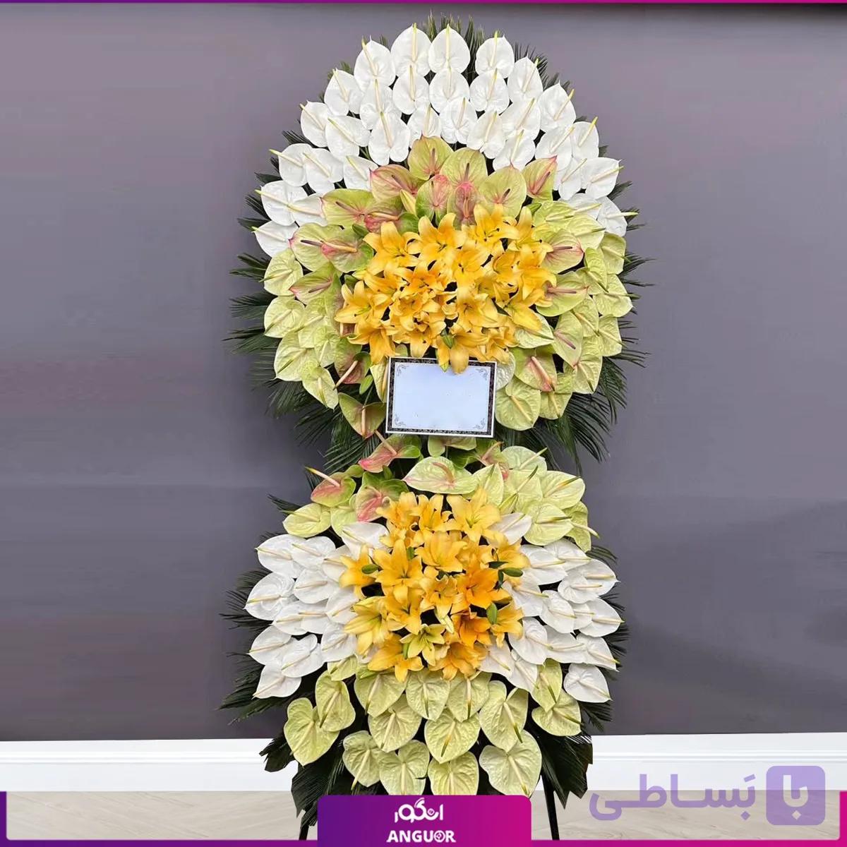 تاج گل دو طبقه نوا (اوریانتال،لیلیوم،آنتوریوم و داوودی) — تصویر 1