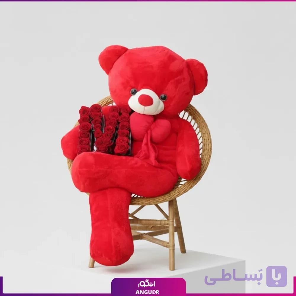 رز باکس حرف M با خرس بزرگ رنگ قرمز — تصویر 1