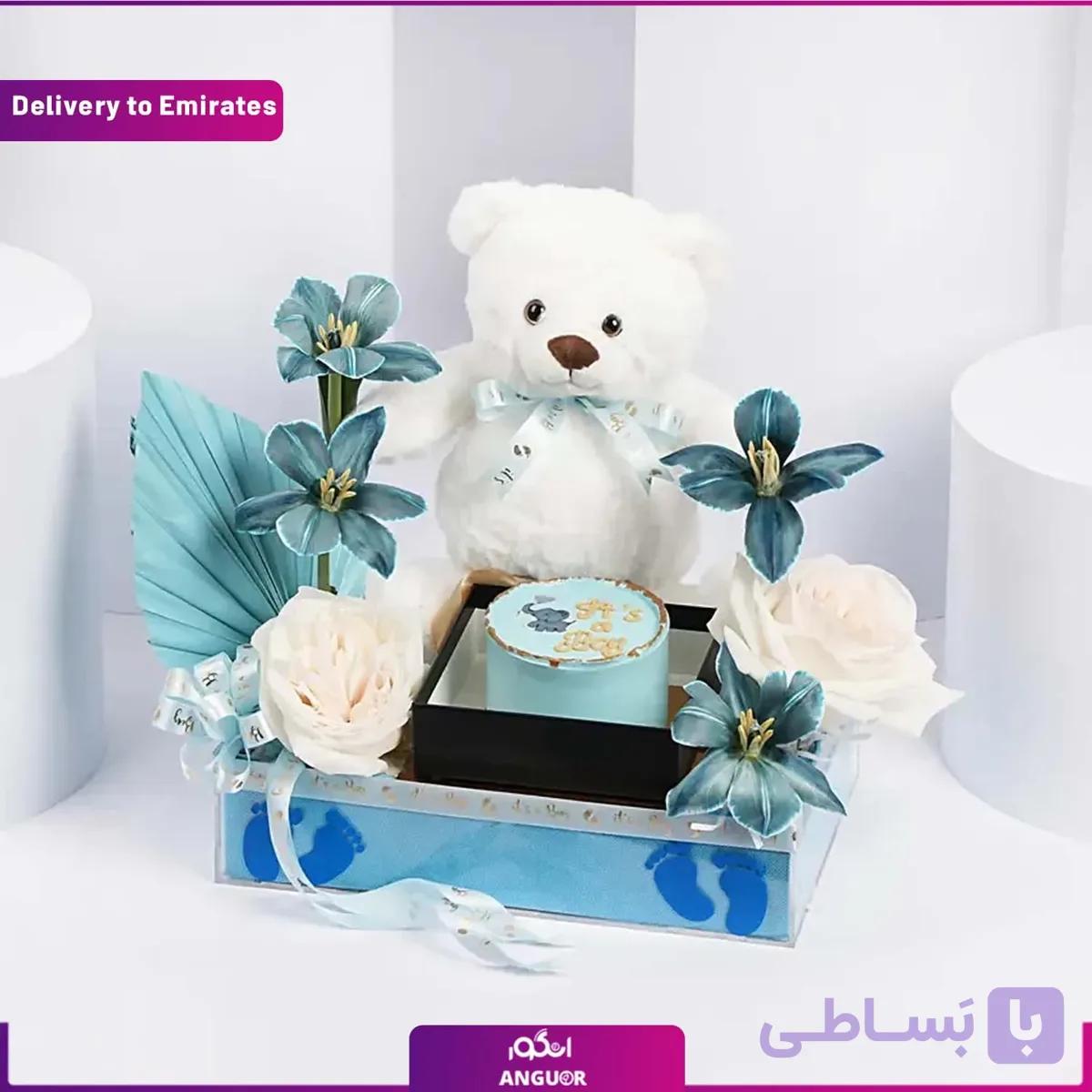 باکس گل و عروسک ولنتاین (تحویل در امارات)