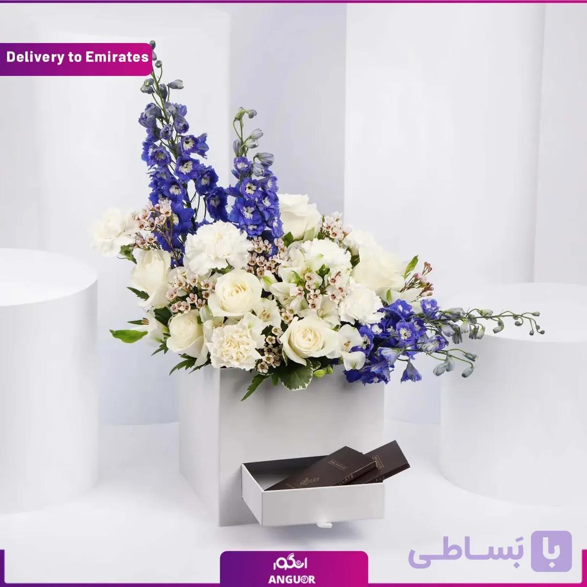 باکس گل قلب سفید (تحویل در امارات)