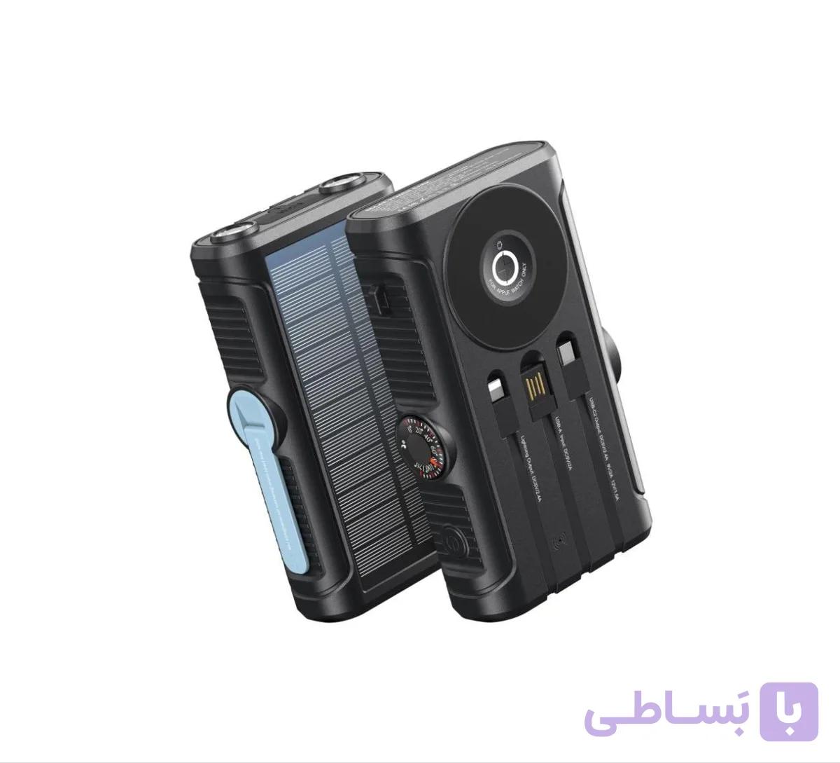 پاوربانک سولار ۲۰۰۰۰ پاورولوژی Powerology مدل HELIO LUX کد CHAW53 | شارژ خورشیدی، هندل‌دار و مگ‌سیف — تصویر 1