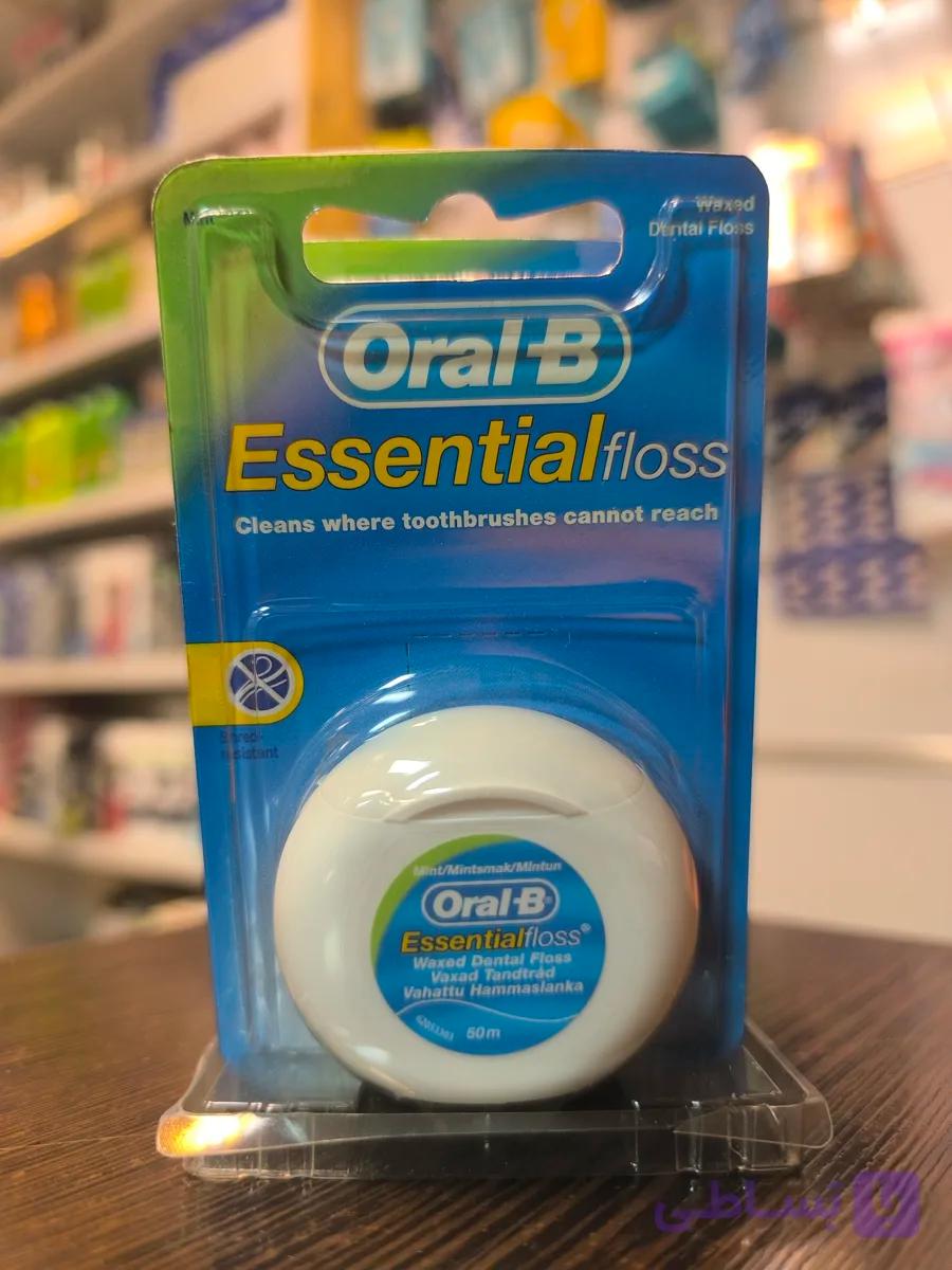 نخ دندان Oral-B Essential Floss 50m | پاکسازی دقیق پلاک دندانی با نخ باریک