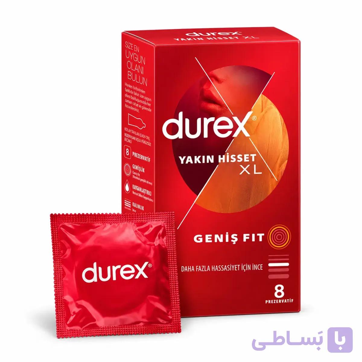 کاندوم دورکس Durex Yakın Hisset XL ایکس لارج سایز بزرگ ۶۰ میلی‌متر ۸ عددی — تصویر 1