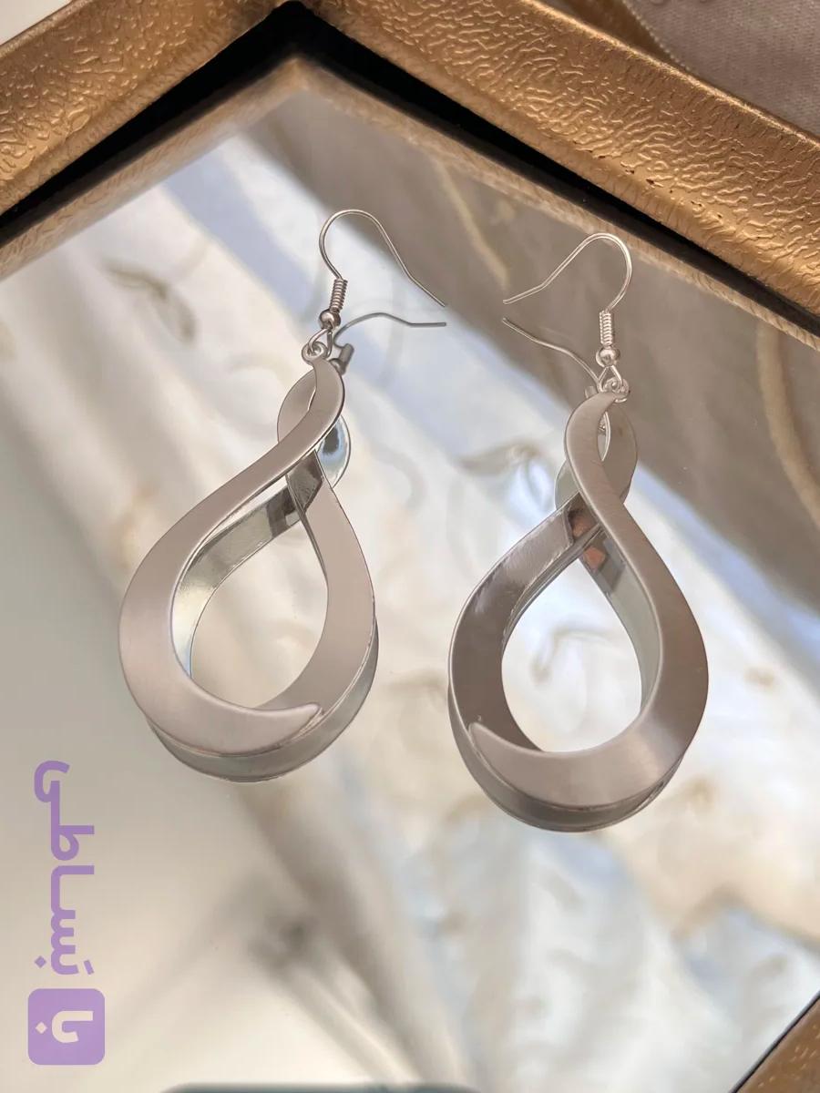گوشواره اویز بلند بینهایت‌ ابکاری نقره 🤍➕🧬
