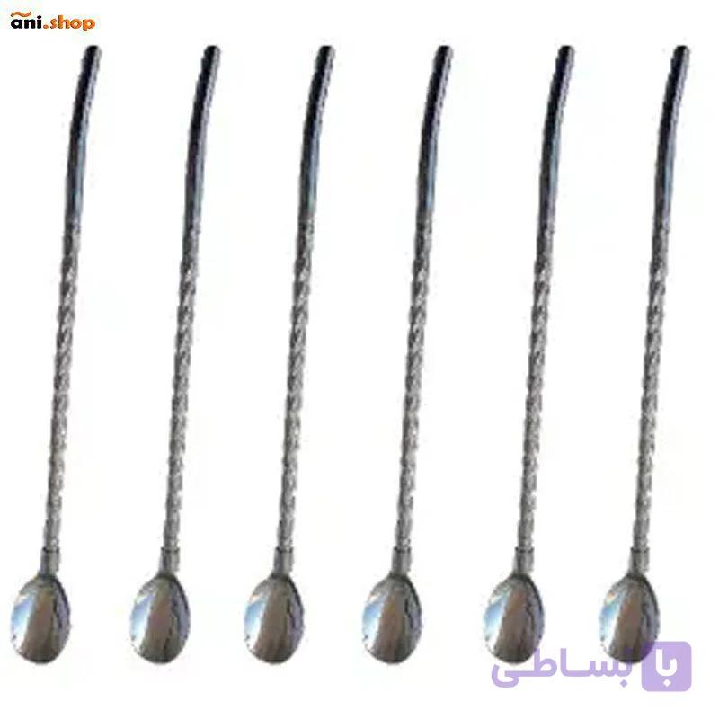 نی شربت قاشق دار استیل مارپیچ