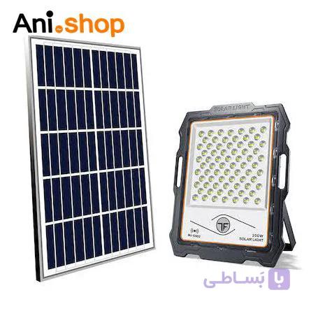 پروژکتور شارژی خورشیدی (سولار) 300 وات سنسور دار به همراه پنل خورشیدی و ریموت کنترل — تصویر 1