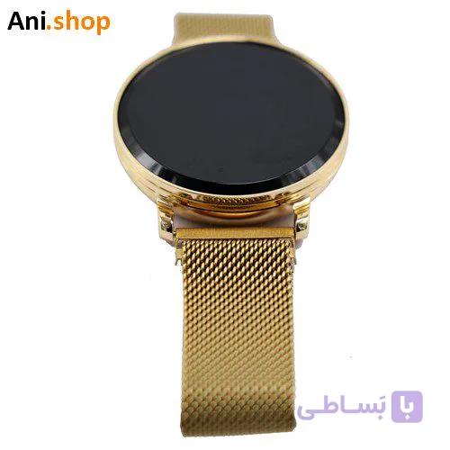 ساعت مچی LED دیجیتال صفحه گرد طرح فلزی بند حصیری کد 508