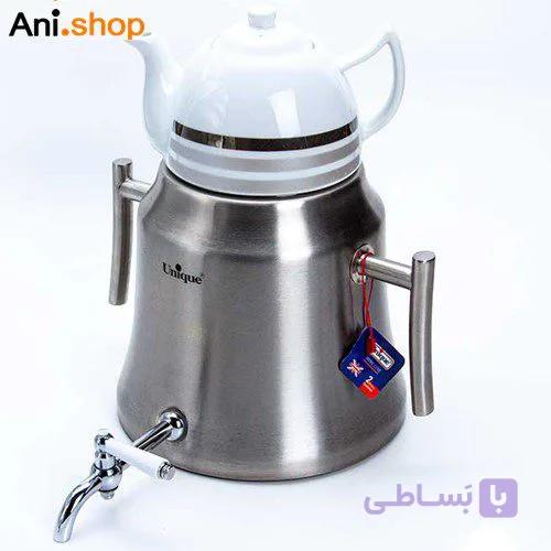 کتری استیل با قوری چینی مدل UN-7204 کد 132 — تصویر 1