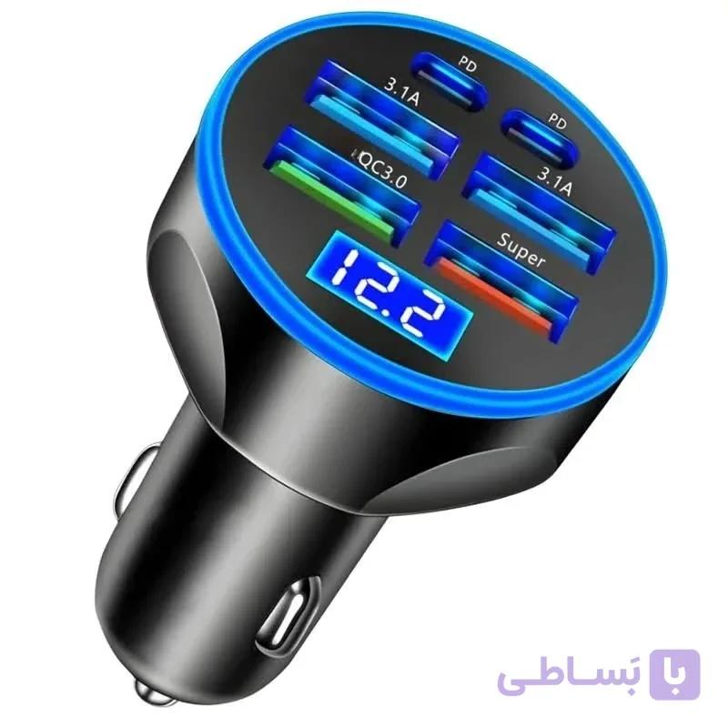شارژر فندکی 6 پورت 66 وات — تصویر 1