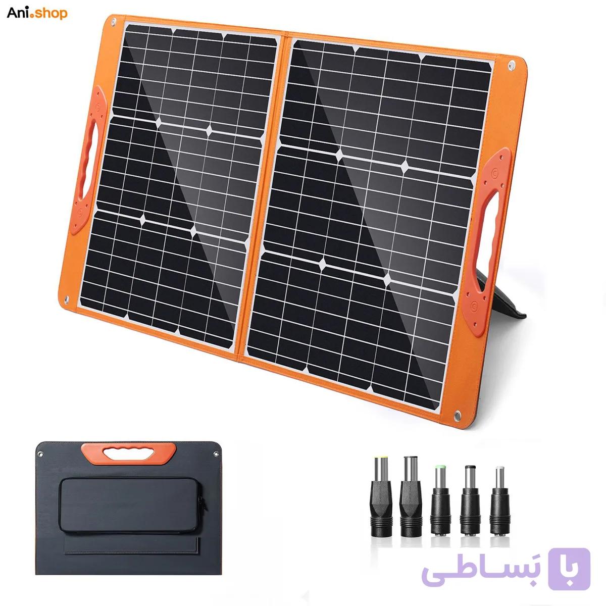 پنل خورشیدی 60W وات قابل حمل تاشو با خروجی 12 ولت USB و تایپ C — تصویر 1