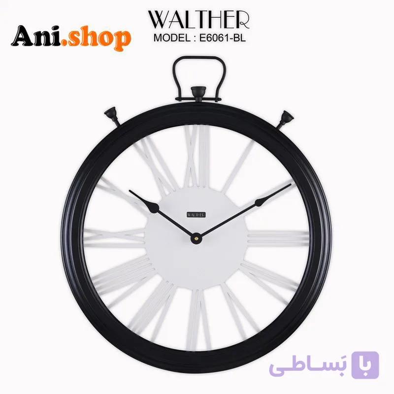 ساعت دیواری قطر 60 ترکیب چوب و فلز E6061_BL — تصویر 1