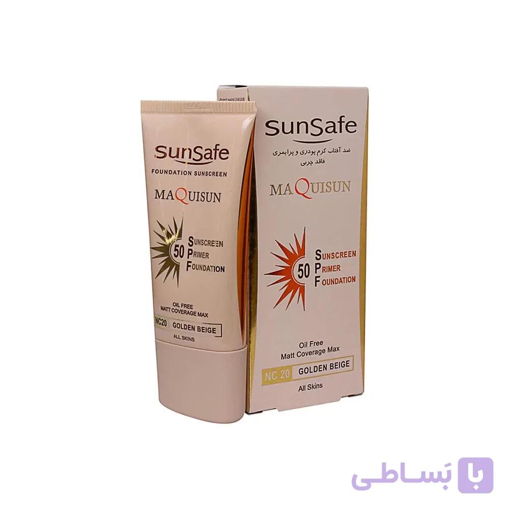 ضدآفتاب کرم پودری و پرایمری سان سیف مکیسان بژ طلایی NC20 — تصویر 1
