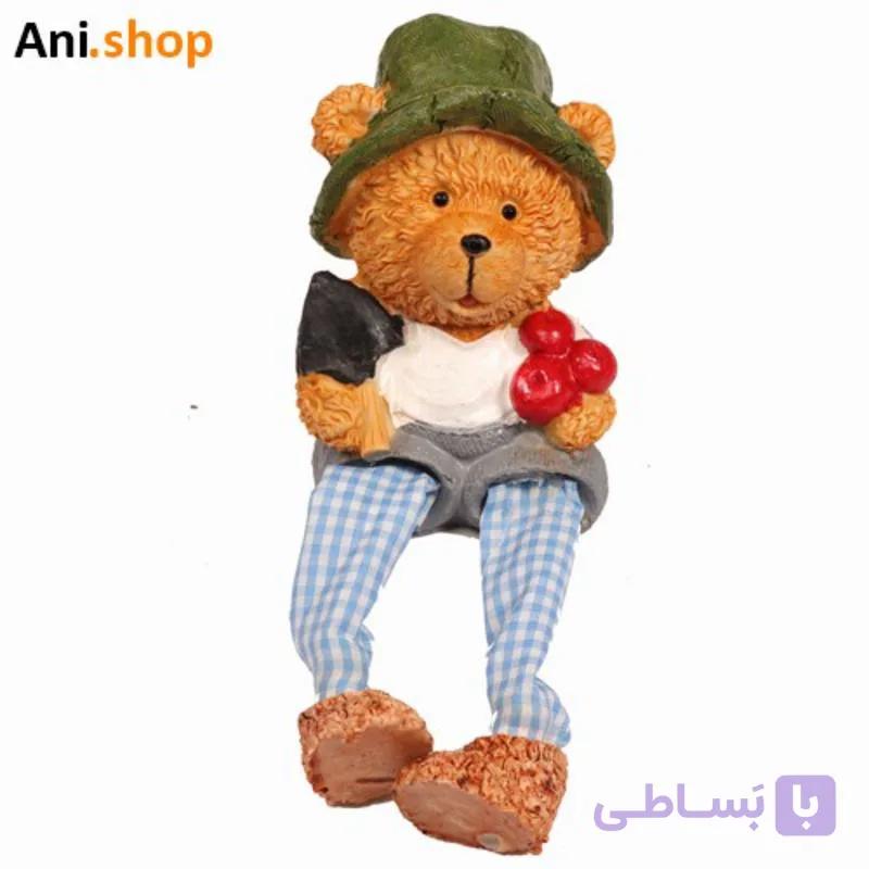 مجسمه پا آویز خرس سیب بدست