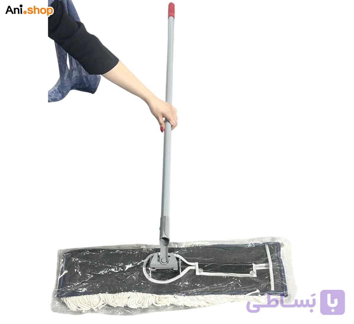 طی زمین شوی نخی فلزی 63 سانت با دسته بلند 130cm فلزی — تصویر 1