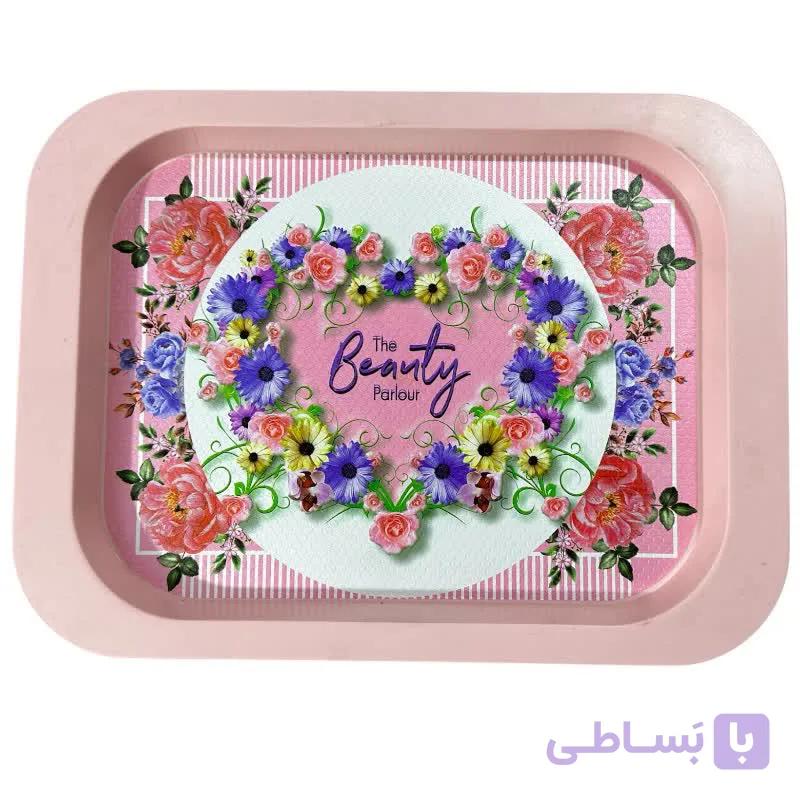 سینی طرح گل رنگ صورتی