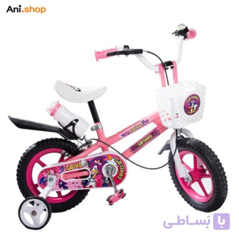 دوچرخه سونیک صورتی سایز12 مناسب 2تا7سال با قابلیت تنظیم ارتفاع و صندلی دارای کمک