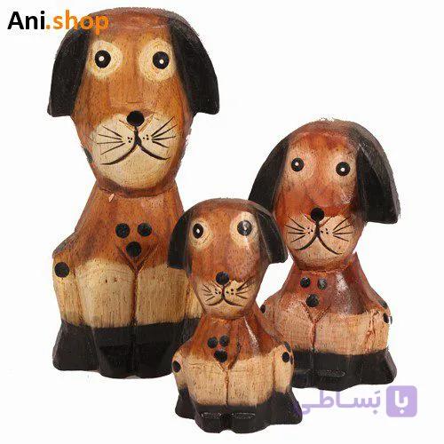 مجسمه طرح سگ چوبی 3 عددی ez-64