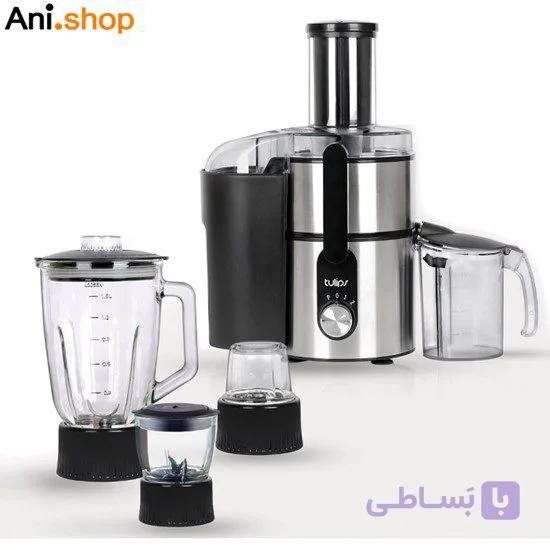 آبمیوه گیری چهار کاره تولیپس مدل FJ-A480 رنگ استیل مشکی