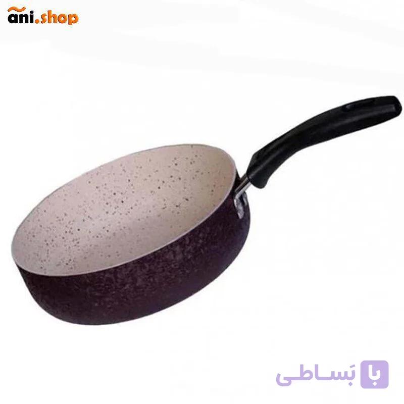 تابه گرانیتی تک دسته همراه با در شیشه ای رنگ زرشکی براق