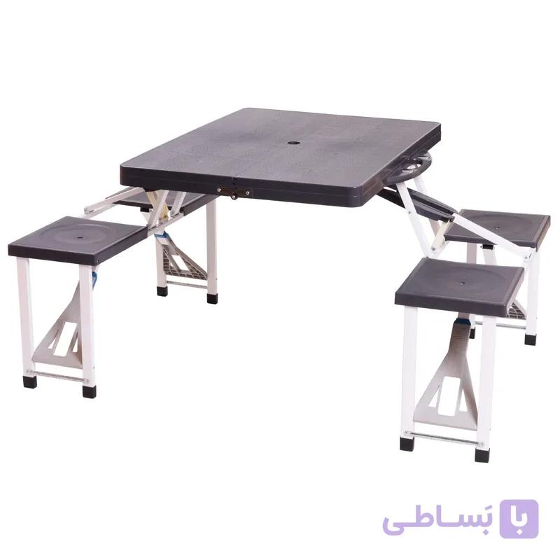 میز و صندلی 4 نفره تاشو همسفر رنگ طوسی — تصویر 1