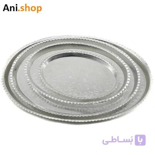 سینی بیضی نقره ای مسی کد35 — تصویر 1