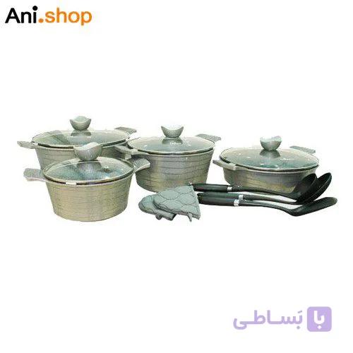سرویس قابلمه 11 پارچه طوسی نقره ای لاین مدل UN-7725 کد 242 — تصویر 1