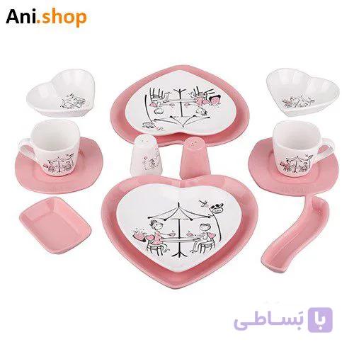 سرویس صبحانه خوری 14 پارچه مدل قلب کد 109