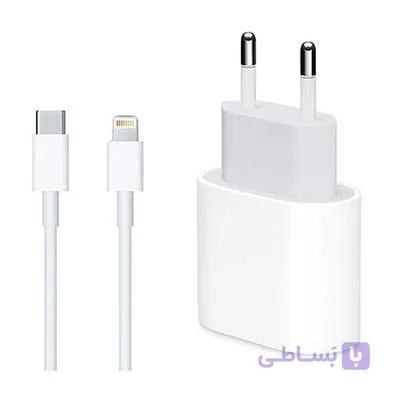 شارژر دیواری 18 وات اپل مدل MU7V2ZM/A به همراه کابل USB-C به لایتنینگ — تصویر 1