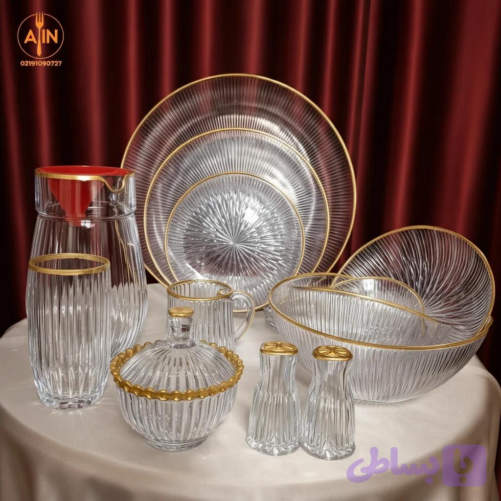 بلور سرویس۵۰پارچه سولو لب طلا نوری تازه