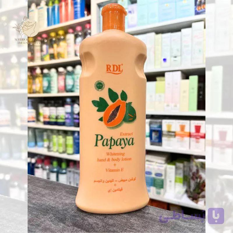 لوسیون روشن‌کننده و مرطوب‌کننده دست و بدن با عصاره پاپایا و ویتامین E آر دی ال RDL Papaya Extract Whitening Hand & Body Lotion + Vitamin E حجم ۶۰۰میلی لیتر — تصویر 1