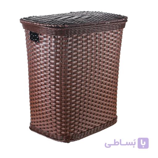سبد رخت بافت درب دار آریانا مدل ستایش رنگ نسکافه ای — تصویر 1