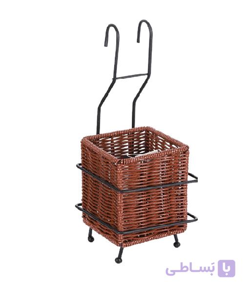 جا قاشقی حصیری پایه دار مربع آریانا مدل مارال رنگ قهوه ای — تصویر 1