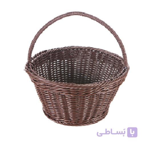 سبد حصیری دسته دار آریانا مدل لادن رنگ نسکافه ای — تصویر 1
