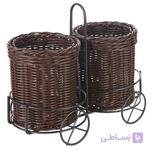 جا قاشقی حصیری آریانا مدل کالسکه رها رنگ طوسی — تصویر 1