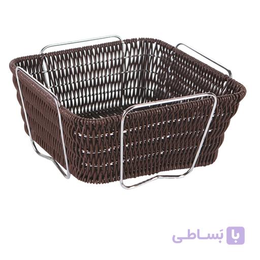 سبد حصیری مربع آریانا مدل پریا رنگ طوسی — تصویر 1