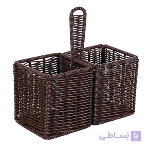 جا قاشقی حصیری آریانا مدل دوقلو حنا رنگ نسکافه ای — تصویر 1