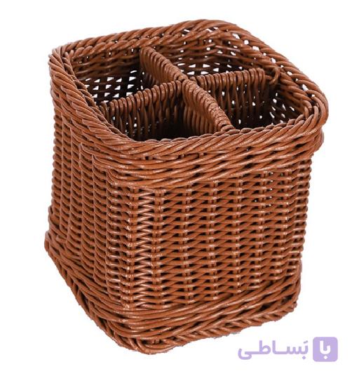 جا قاشقی حصیری مکعب آریانا مدل تینا رنگ نسکافه ای — تصویر 1