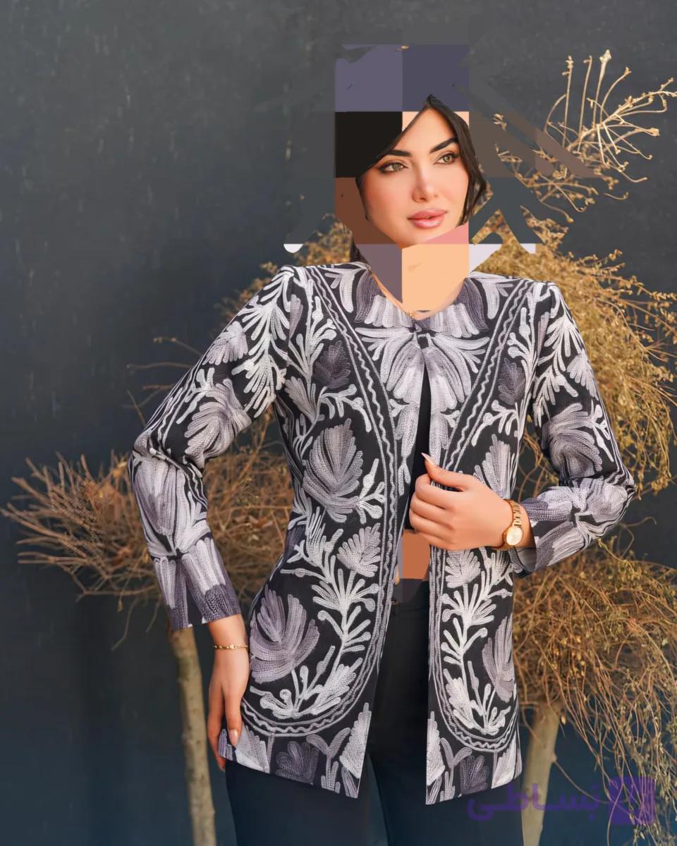 کت و شلوار نیم بگ(سفید مشکی)