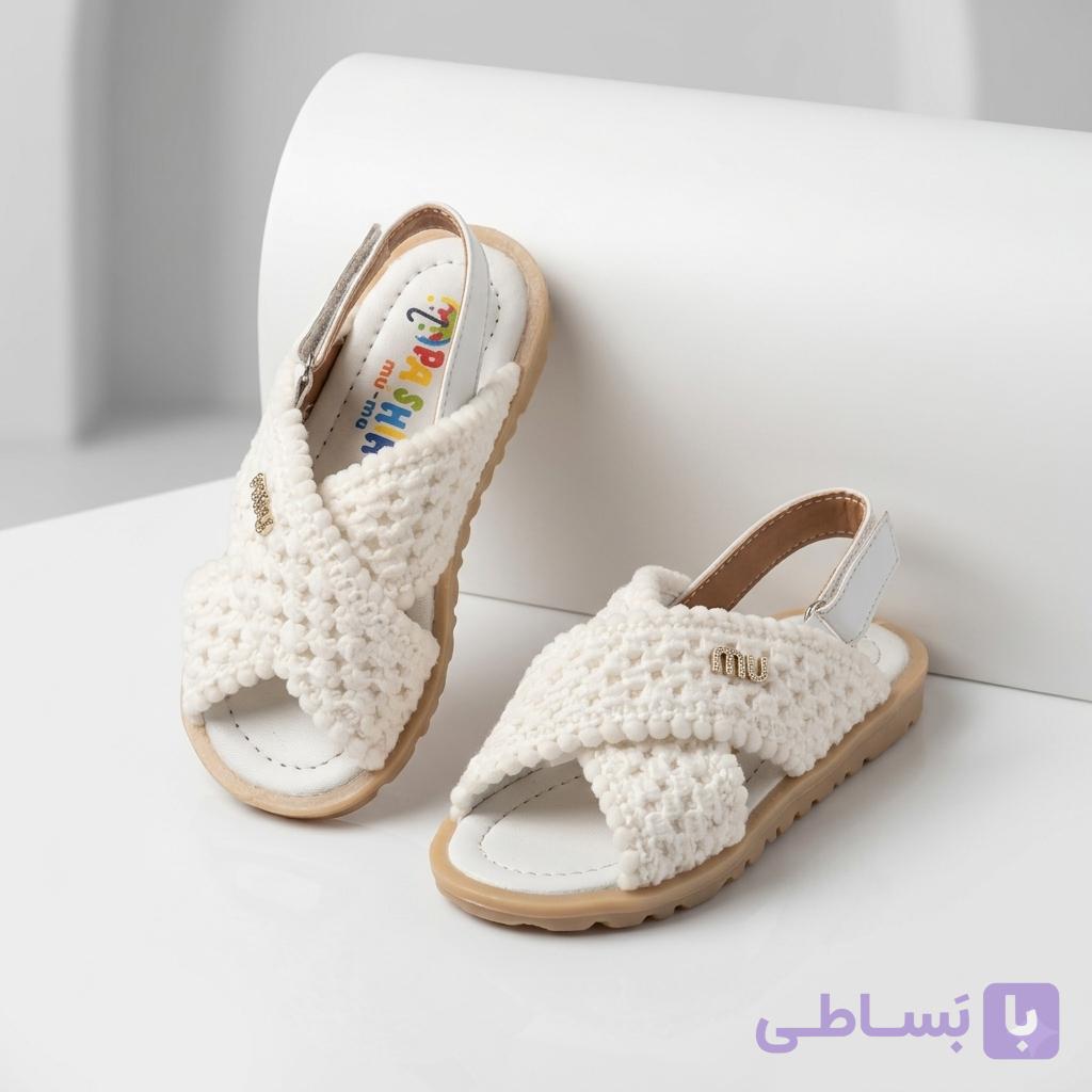 صندل بچگانه مکرومه مدل تیو (Tio) – شیک، تابستانی و راحت با رکاب چسبی کد 3199