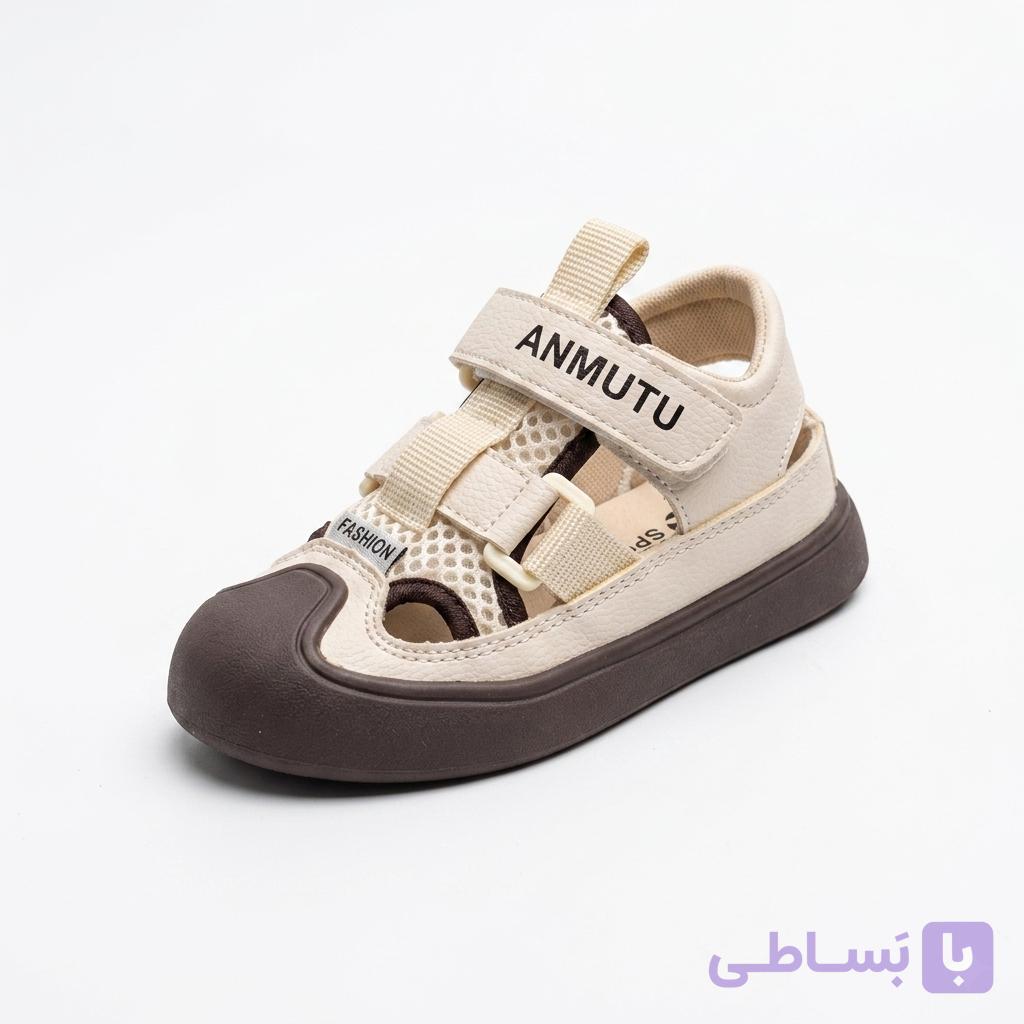صندل کتانی بچگانه مدل آنموتو (Anmutu) – جلو بسته اسپرت با لایه ضربه‌گیر پنجه کد 3197