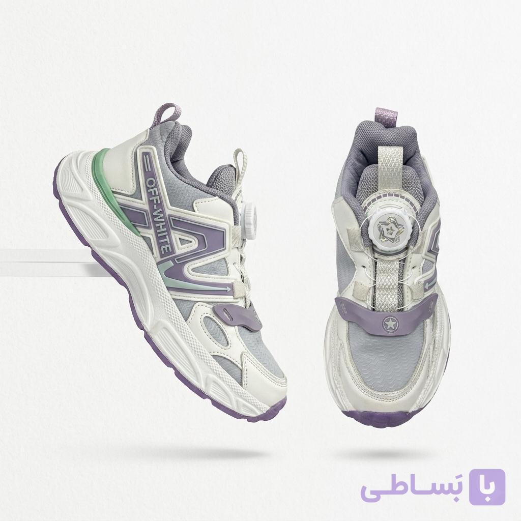 کتانی اسپرت بچگانه طرح آف‌وایت (Off-White) مدل بند چرخشی کد2895