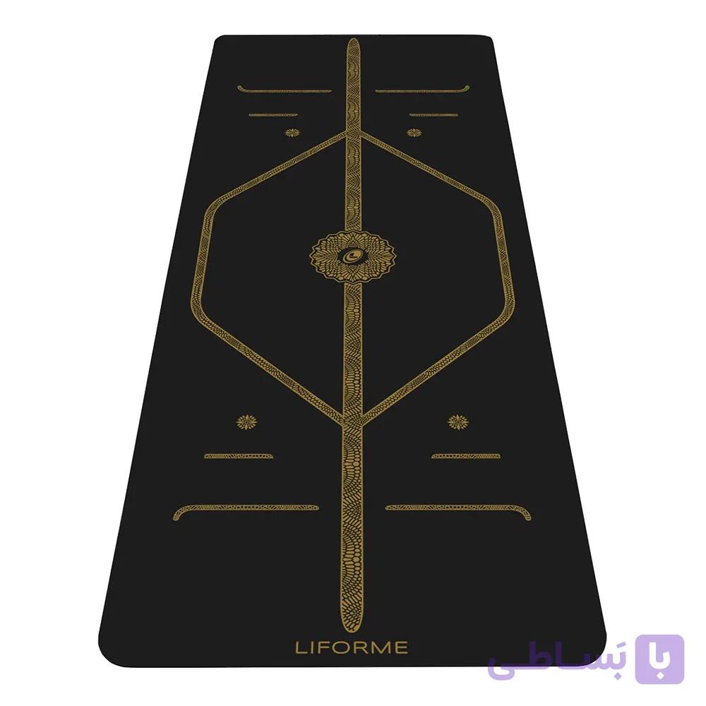 مت تمرین یوگا PU لایفرمی مدل Liforme Black & Gold — تصویر 1